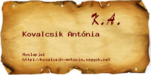 Kovalcsik Antónia névjegykártya